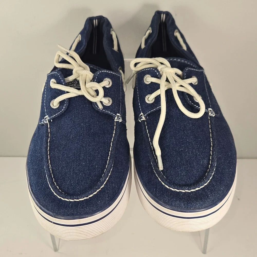 Nautica Galley Mens Denim Boat Shoes Navy Blue Textile‎ Sneakers Size 11 JMJH